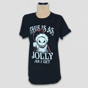 Disney The Nightmare Before Christmas T-Shirt Jolly Santa Jack Girls Black S